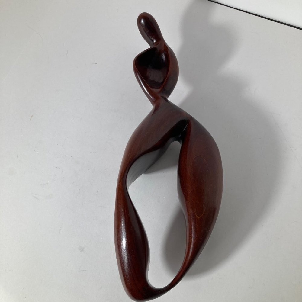Abstract Wooden Madonna Hand Carved Wood Sculpture 5 x 14.5"‎ missing base